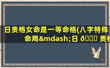 日贵格女命是一等命格(八字特殊命局—日 🐅 贵格)